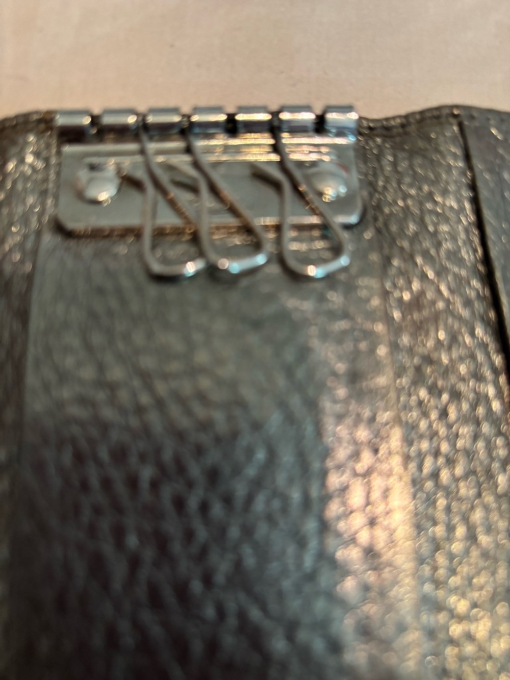 Authentic Prada Metallic Anthracite Leather Key Case – Rare Cahier Hardware - Picture 5 of 11